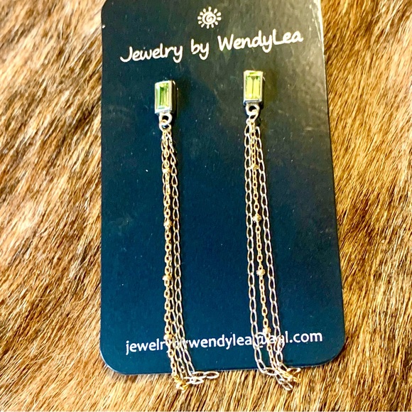 NWT Genuine Peridot & Sterling Silver Dangle Earrings - Picture 4 of 7